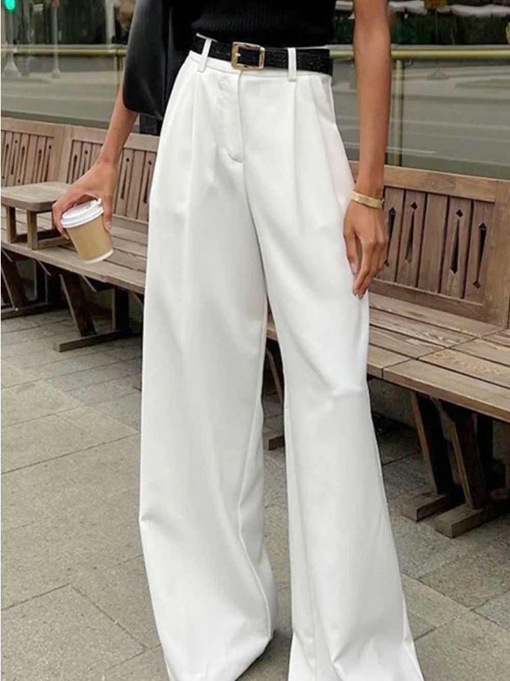 Women’s Wide-Leg Trousers — White